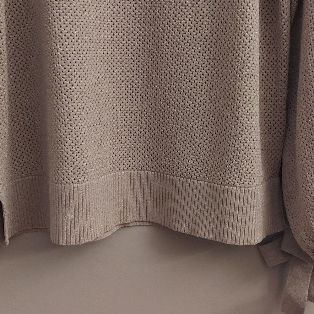 NEW INC INTERNATIONAL CONCEPTS L Tan Metallic Split Long Sleeve Knit Sweater - Picture 6 of 16